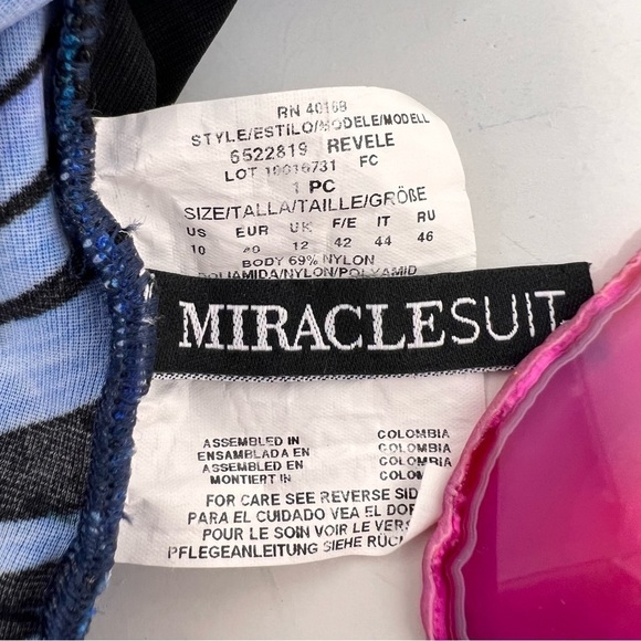 Miraclesuit Royal Palms Blue Swimsuit Size 10 Tropical Floral Print Underwire - Picture 7 of 12